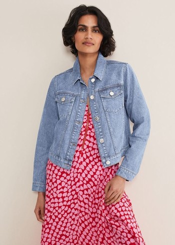 Phase Eight Caitlin Cropped Denim Jackets Wash/Blue Canada | WOUZBD-169